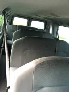 Seating for 15 people in the large passenger van for rent in Phoenix Arizona